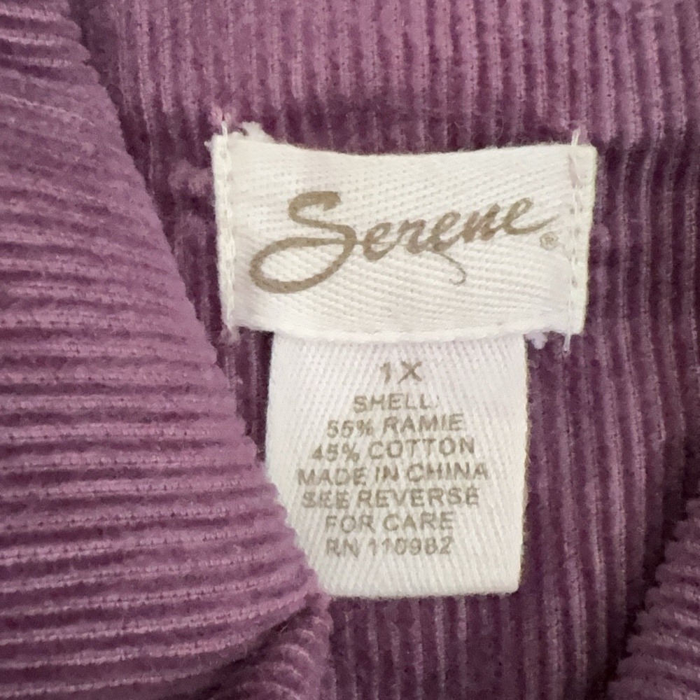 Serene Outfit Womens Plus 1X Purple Corduroy 2 Piece Jacket Skirt Set Casual